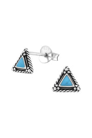 Sterling Silver Triangle Ear Studs With Epoxy - SS