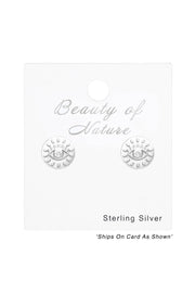 Sterling Silver Evil Eye Ear Studs With Cubic Zirconia - SS