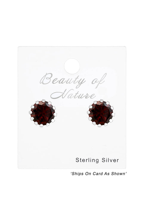 Sterling Silver Round 7mm Ear Studs With Cubic Zirconia - SS