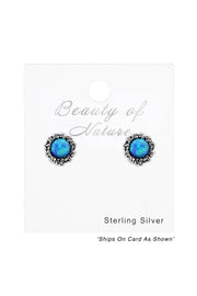 Sterling Silver Flower Ear Studs With Opal - SS