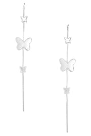 Sterling Silver Butterfly Drop Earrings - SS