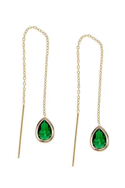 Emerald Crystal Threader Drop Earrings - GF