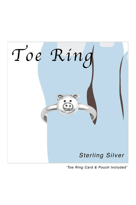 Sterling Silver Pig Adjustable Toe Ring - SS