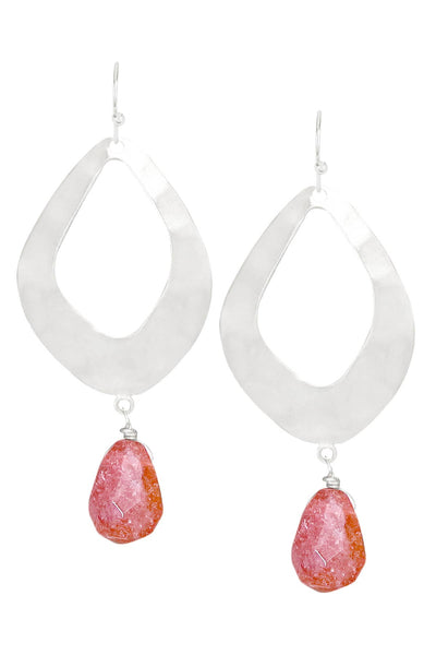 Strawberry Quartz & Fan Drop Earrings - SF
