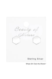 Sterling Silver Hexagon Ear Studs - SS