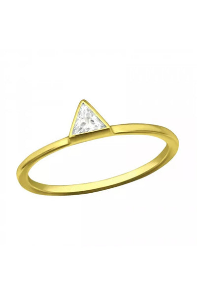 Sterling Silver Triangle Ring With CZ - VM