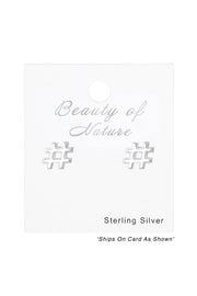Sterling Silver Hashtag Ear Studs - SS