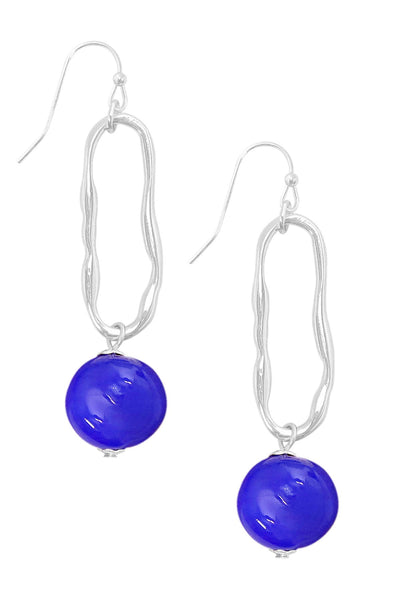 Blue Murano Glass & Freeform Hoop Drop Earrings - SF