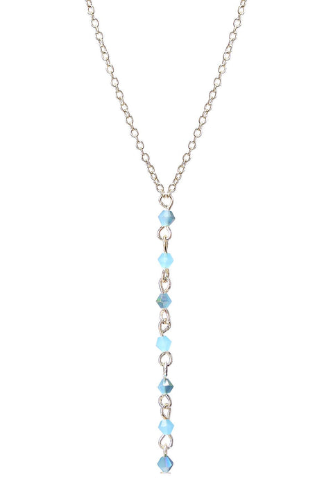 Blue Austrian Crystal Y Necklace - SF