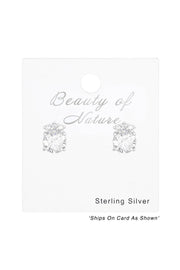 Sterling Silver Round Ear Studs With Cubic Zirconia - SS