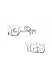 STERLING SILVER YES NO EAR STUDS - SS