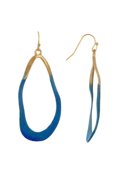 Natural Blue Patina Freeform Drop Earrings - BR