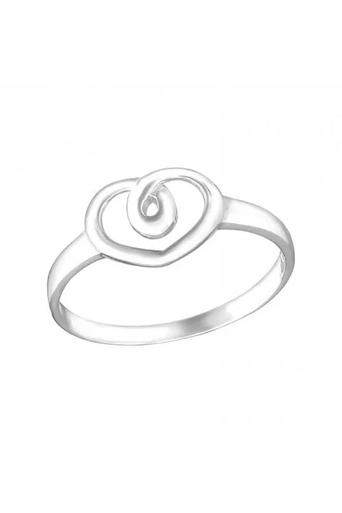 Sterling Silver Heart Scroll Ring - SS