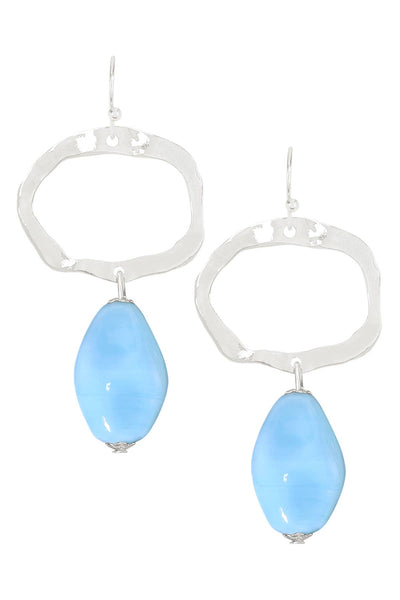 Blue Murano Glass & Freeform Drop Earrings - SF