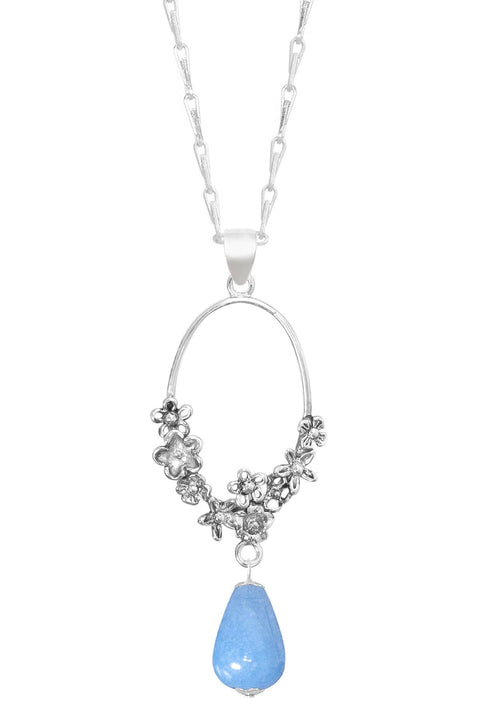 Aquamarine & Blossoms Pendant Necklace - SF