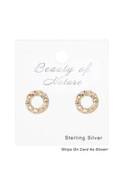 Sterling Silver Circle Ear Studs With Crystal - SS
