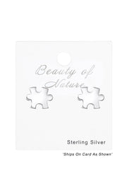 Sterling Silver Jigsaw Ear Studs - SS