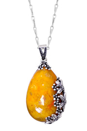 Crazy Lace Agate Floral Pendant Necklace - SF