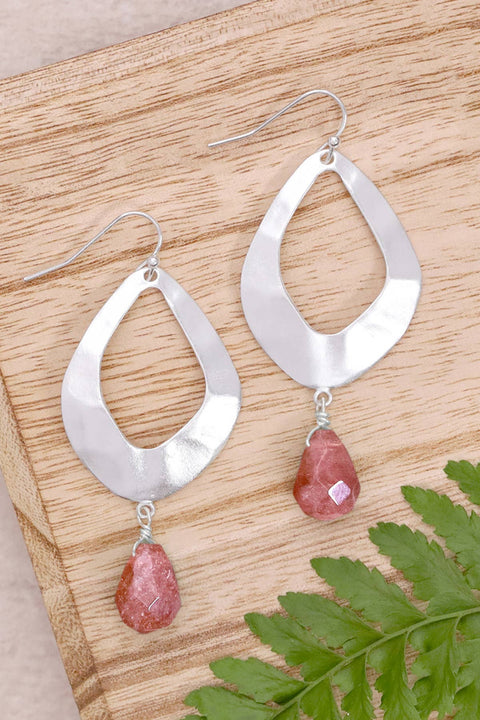 Strawberry Quartz & Fan Drop Earrings - SF