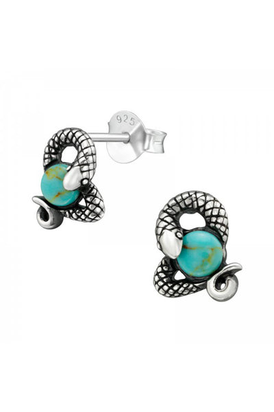 Sterling Silver Snake Ear Studs With Imitation Stone - SS