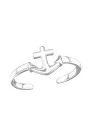 Sterling Silver Anchor Adjustable Toe Ring - SS