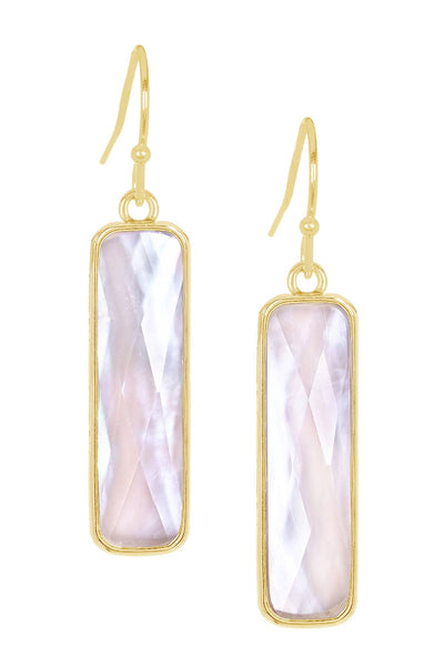 Mother Of Pearl Rectangle Drop Earrings - GF