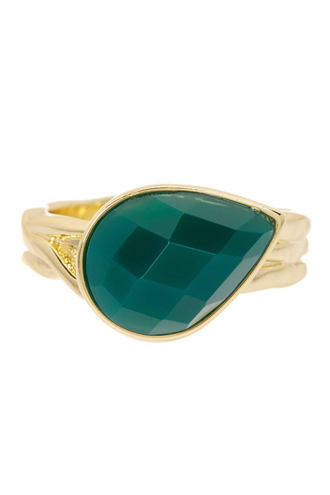 Green Chalcedony Crystal Ring - GF