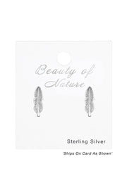 Sterling Silver Feather Ear Studs - SS