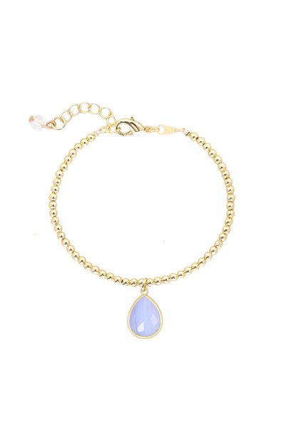 Blue Lace Agate Beaded Charm Bracelet - GF