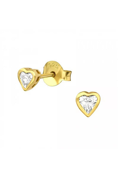 Sterling Silver Heart Ear Studs With Cubic Zirconia - VM