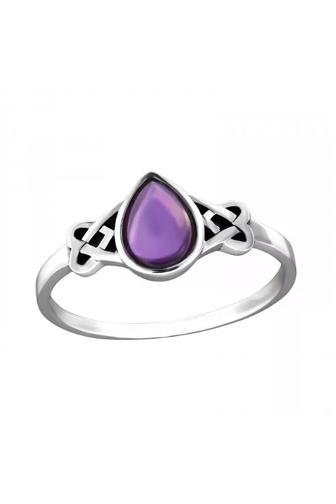Sterling Silver Celtic Ring With Amethyst - SS