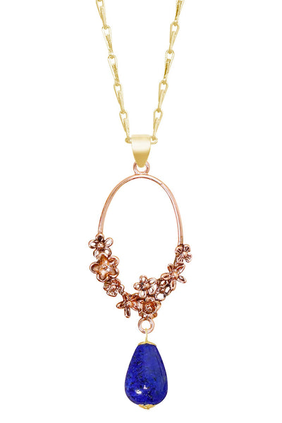 Lapis & Blossoms Pendant Necklace - GF