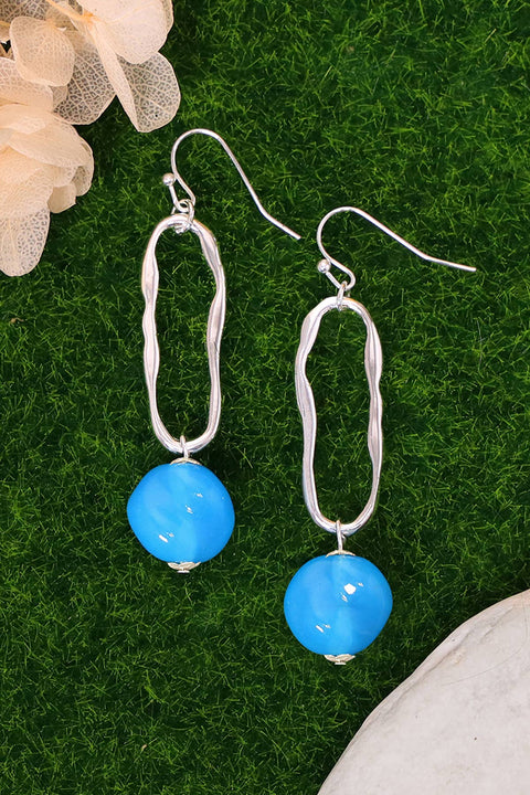 Blue Murano Glass & Freeform Hoop Drop Earrings - SF