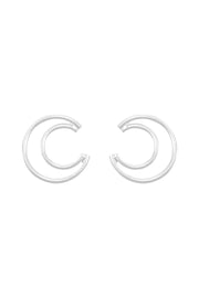 Sterling Silver Moon Post Earrings - SS