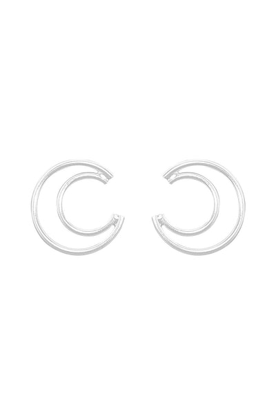 Sterling Silver Moon Post Earrings - SS