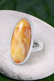 Crazy Lace Agate Oval Cabochon Ring - SF