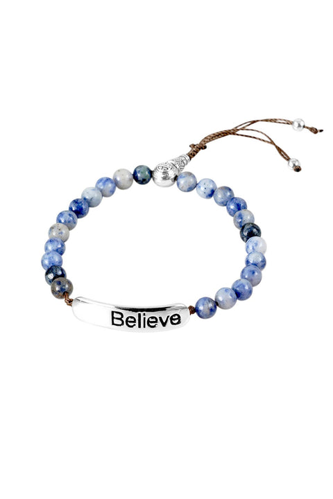 Lapis Mala Beads Believe Bracelet - SF