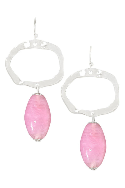 Pink Murano Glass & Freeform Drop Earrings - SF