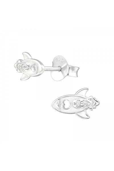 Sterling Silver Rocket Ear Studs With Cubic Zirconia - SS