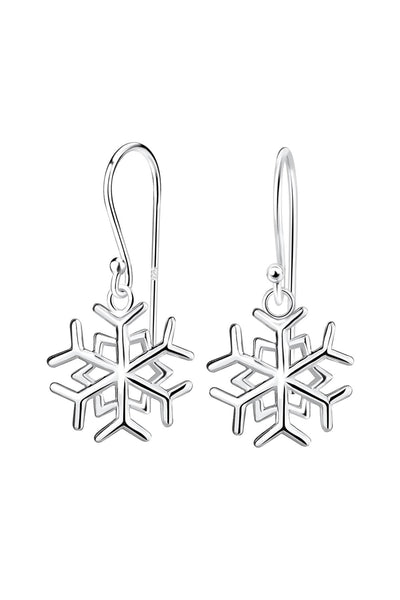 Sterling Silver Snowflake Drop Earrings - SS