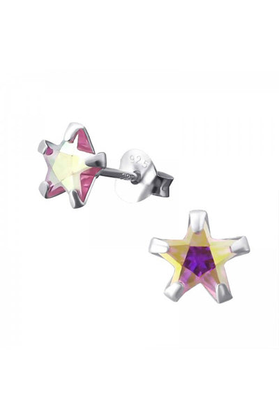 Sterling Silver Star 6mm Ear Studs With Cubic Zirconia - SS