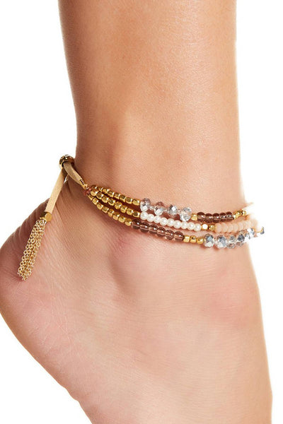 Mixed Stone Multi Strand Anklet - GF