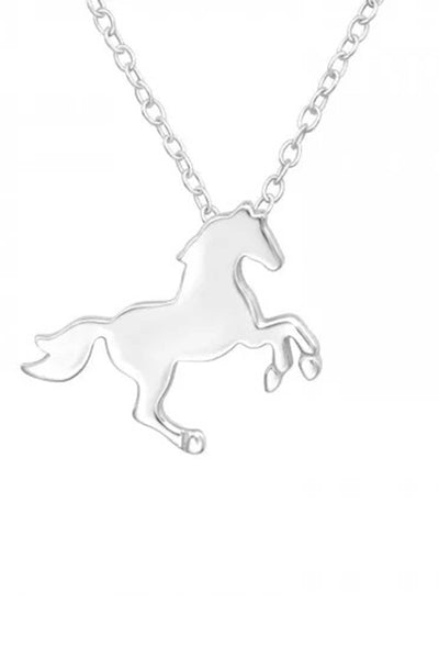 Sterling Silver Horse Pendant Necklace - SS