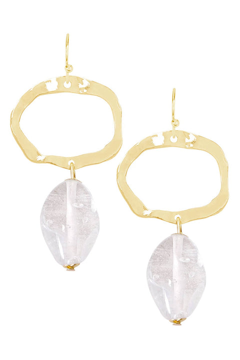 Clear Murano Glass & Freeform Drop Earrings - GF