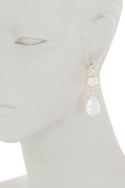 Moonstone & Rose Crystal Drop Earrings - GF