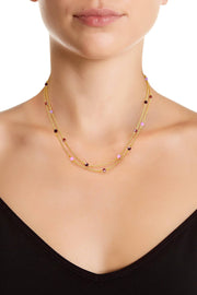 Purple Austrian Crystal Two Strand Necklace - GF