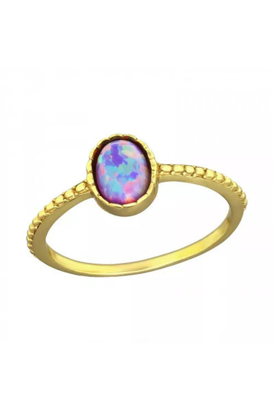 Sterling Silver Oval Ring With Lavender Opal - VM