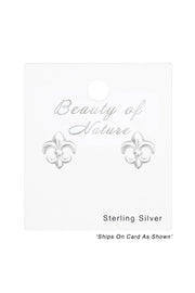 Sterling Silver Fleur De Lis Ear Studs - SS