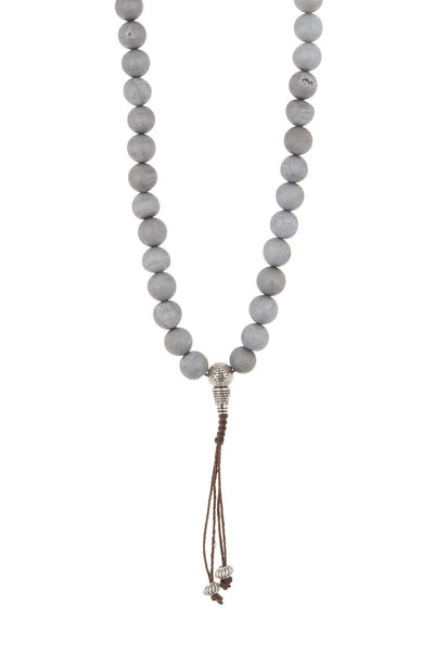 Hematite Druzy Quartz Mala Beads Prayer Necklace - SF