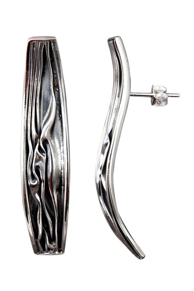 Textured Ariana Earrings In Oxidized Silver - SF